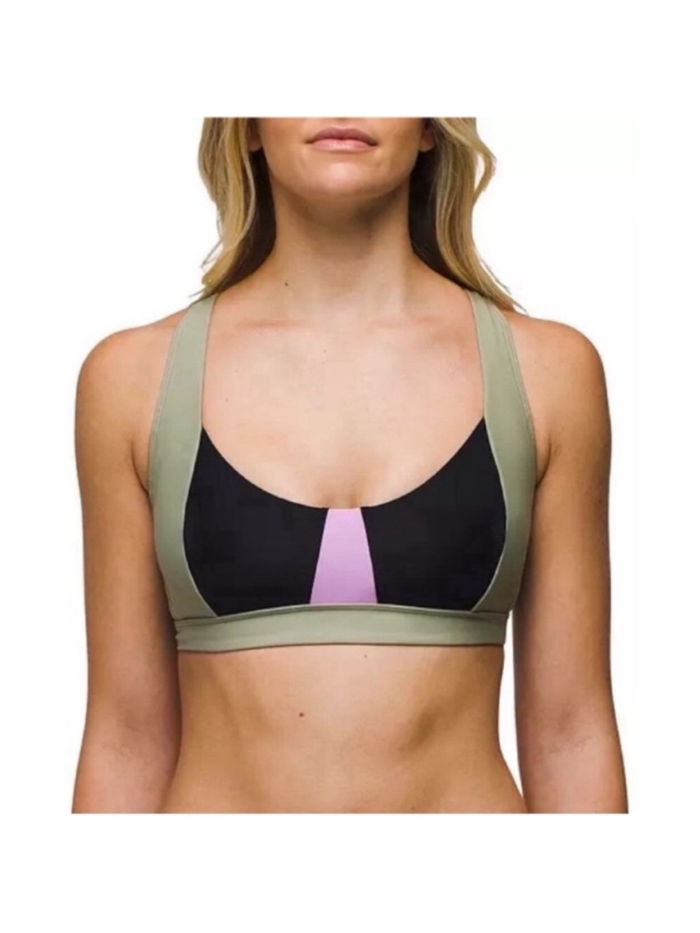 Prana Tulum Bikini Top Black Color Block Size S